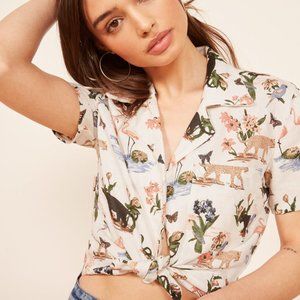 Reformation Holiday Shirt in Janeiro Print